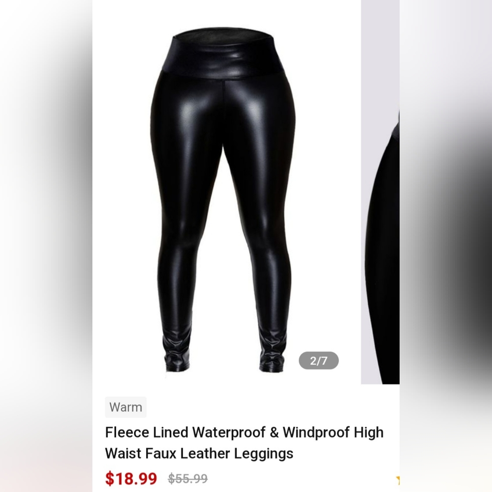 Womens M High waist faux leather leggings black